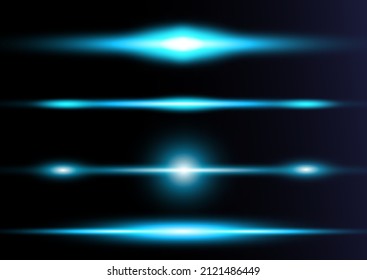 Vector blue special effect. Glowing abstract glittering line. Laser beams, horizontal light rays. Luminous blue abstract sparkling lined background. Abstract fire flare trace lens flares. 