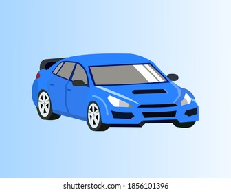 Vector del coche deportivo azul sobre fondo azul claro