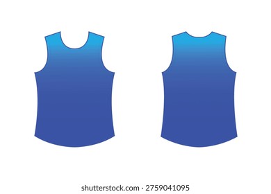 Vector blue sports t-shirt or singlet on white background on white background