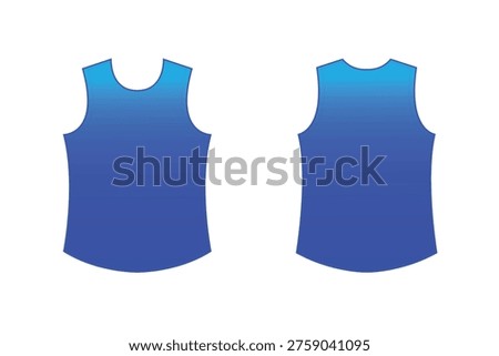 Vector blue sports t-shirt or singlet on white background on white background