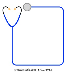 vector blue square simple Stethoscope Frame isolated on white
