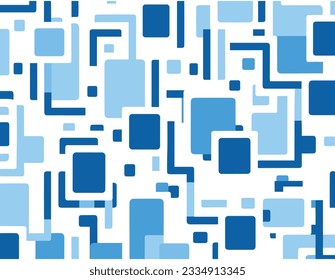 vector blue square with wavy lines on white background this is a seamless pattern, in the style of confetti-like dots, theo van doesburg, uhd image, nostalgic minimalism, playful figures