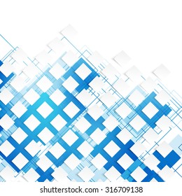 Vector blue squares. Abstract background. Sky blank 
