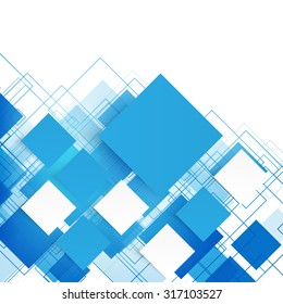 Vector blue squares. Abstract background. Sky blank 