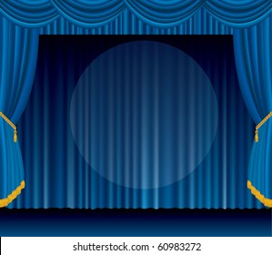 vector blue stage with big transparent spot light, EPS 10 file