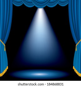 escenario azul vectorial con una luz blanca de spot 