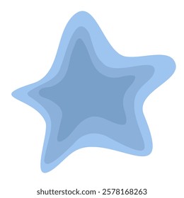 Vector blue star in doodle style with ornament. Hand drawn vector star isolated on white background