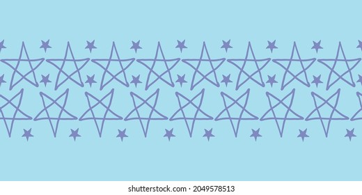 Vector blue star pentagram pastel seamless pattern