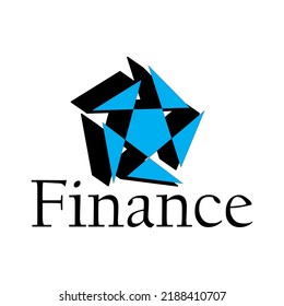 Vector blue star shape and finance text, for free design.