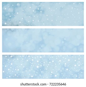 Vector blue, stars  background, winter banners.