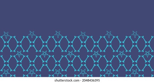 Vector blue stars bones violet seamless pattern