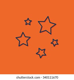 Vector blue stars icon on orange background 