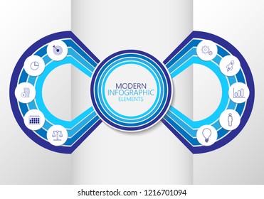 Vector blue style line infographic with ten icon