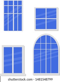 vector of blue stylish window and doors 