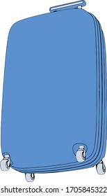 vector blue suitcase with wheels  from different views