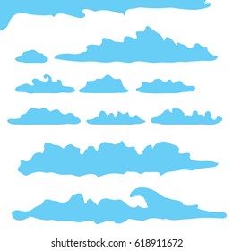 vector blue summer clouds set isolated on white background. flat sky cloud icon collection