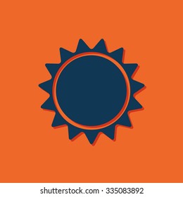 Vector blue sun icon on orange background 