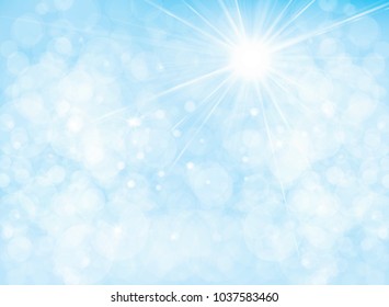 Vector blue, sun shine sky background, sunny sky  background.