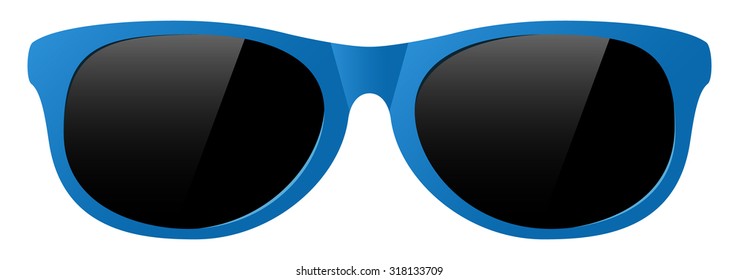 vector blue sunglasses with the light shine