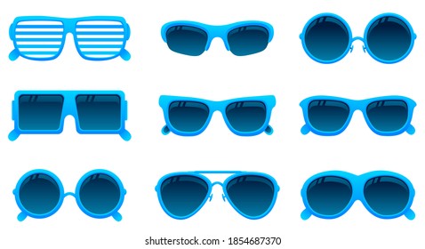 Vector blue sunglasses set.To see the other vector sunglasses illustrations , please check Glasses collection.