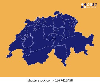 Vektorillustration blau von der Schweiz auf gelbem Hintergrund.