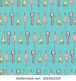 Vector Blue Symetrical Beach Doodle Background pattern