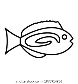 Vector Blue Tang Outline Icon Design
