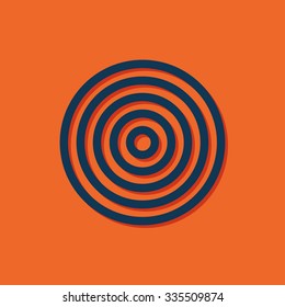 Vector blue target icon on orange background 