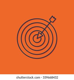Vector blue target icon on orange background 