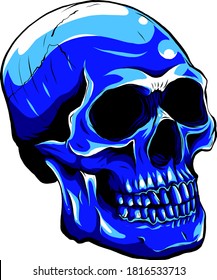 Vector Blue Tattoo Skull Illustration graphics art