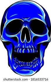 Vector Blue Tattoo Skull Illustration graphics art