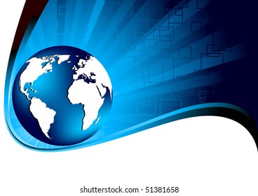 Vector blue tech background; clip-art