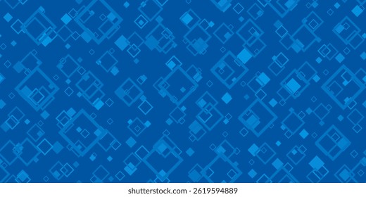 Vector Blue Tech Finance Fintech Background. Abstract Pixel Seamless Pattern. Digital Business Technology or Science Research Presentation Backdrop.