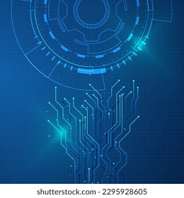tecnología azul vectorial con ilustración de fondo de diagrama de circuitos