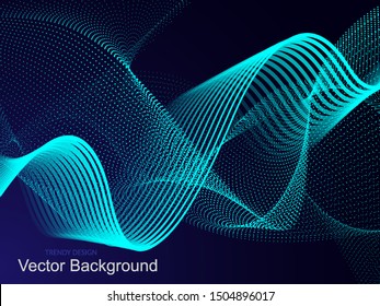 Vector blue technology design. Abstract particle flow. Science Wallpaper.Technology poster.