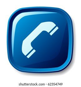 vector blue telephone receiver button
