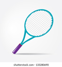 vector blue tennis racket. vector sport equipment. tennis club.