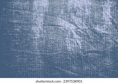 Textura azul vectorial de tela de lino desmenuzada. Rough grunge vintage patrón textil