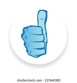 vector blue thumb up icon. symbol of good job
