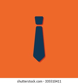 Vector blue tie icon on orange background 