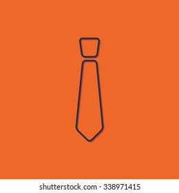 Vector blue tie icon on orange background 