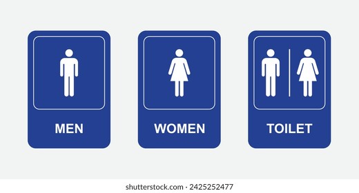 vector blue toilet signs on wall men and women