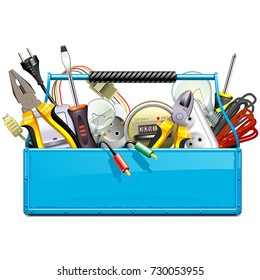 Vector Blue Toolbox With Electric Tools