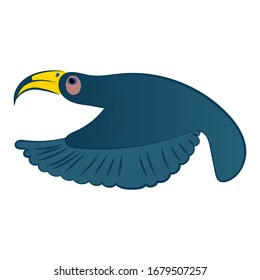 vector blue toucan, isolated multi-colored drawing for creating banners, posters, representative of the tropic fauna, bird on a white background