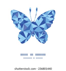 Vector blue triangle texture butterfly silhouette pattern frame
