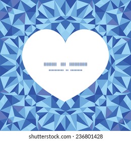 Vector blue triangle texture heart silhouette pattern frame