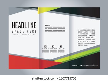 Vector blue tri-fold brochure design template
