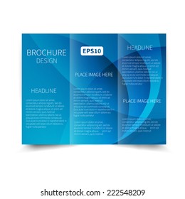 Vector blue tri-fold brochure design template with abstract background EPS 10  Tri-Fold Mock up & back Brochure Design