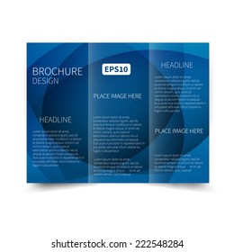 Vector blue tri-fold brochure design template with abstract background EPS 10  Tri-Fold Mock up & back Brochure Design