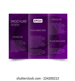 Vector blue tri-fold brochure design template with abstract background EPS10 Tri-Fold Mock up & back Brochure Design